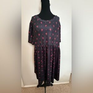 NWOT Tommy Rot Black and Red Skull Print Skater Dress.